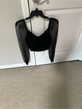 Windsor Black Velvet Square Neck Crop Top